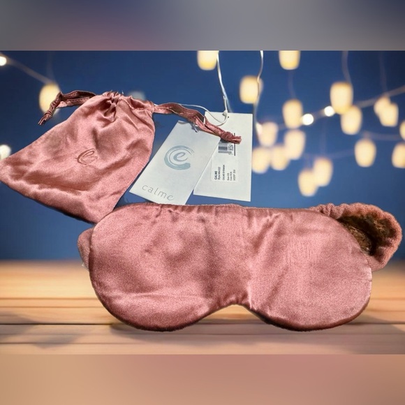 Johnny Was Calme Sleep Mask Cashmere Silk Eye Cover Mauve Pink Silk Travel Pouch - Picture 3 of 7